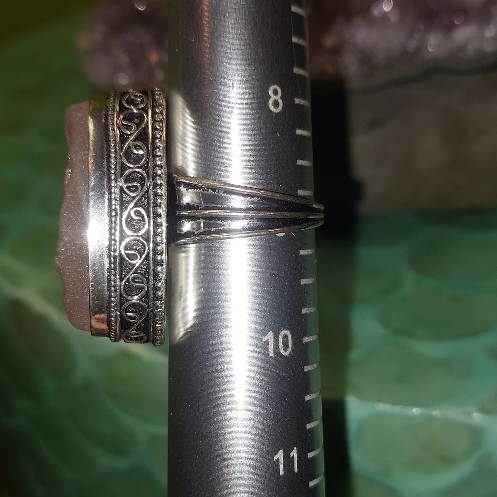 Raw Rose Quartz High Setting Ring Size 9 - Picture 7 of 7